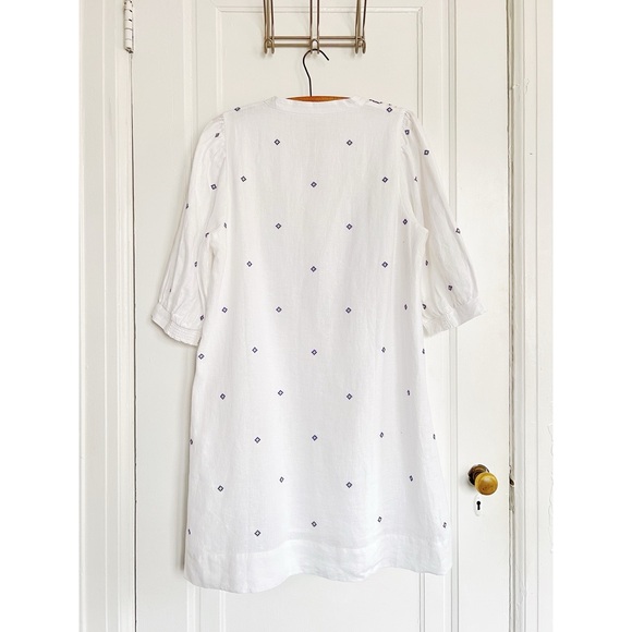 Lilly Pulitzer • Mialeigh Linen Dress in Water Hyacinth white folk embroidery - Picture 14 of 15